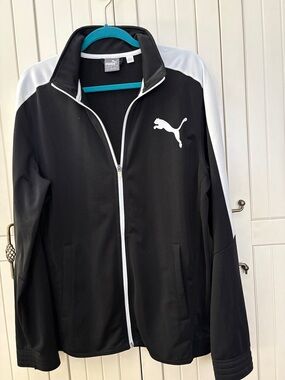 Puma Black and White Women's Zip-Up Varsity Jacket
